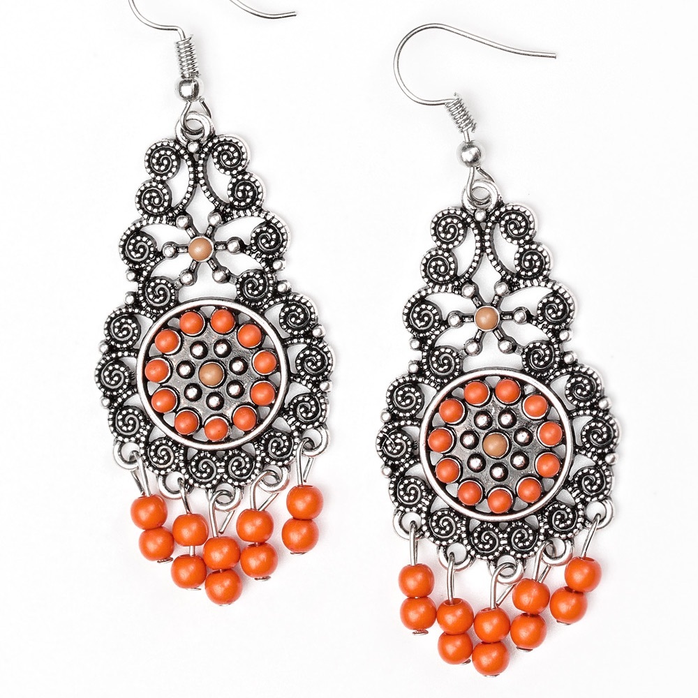 Orange statement earrings